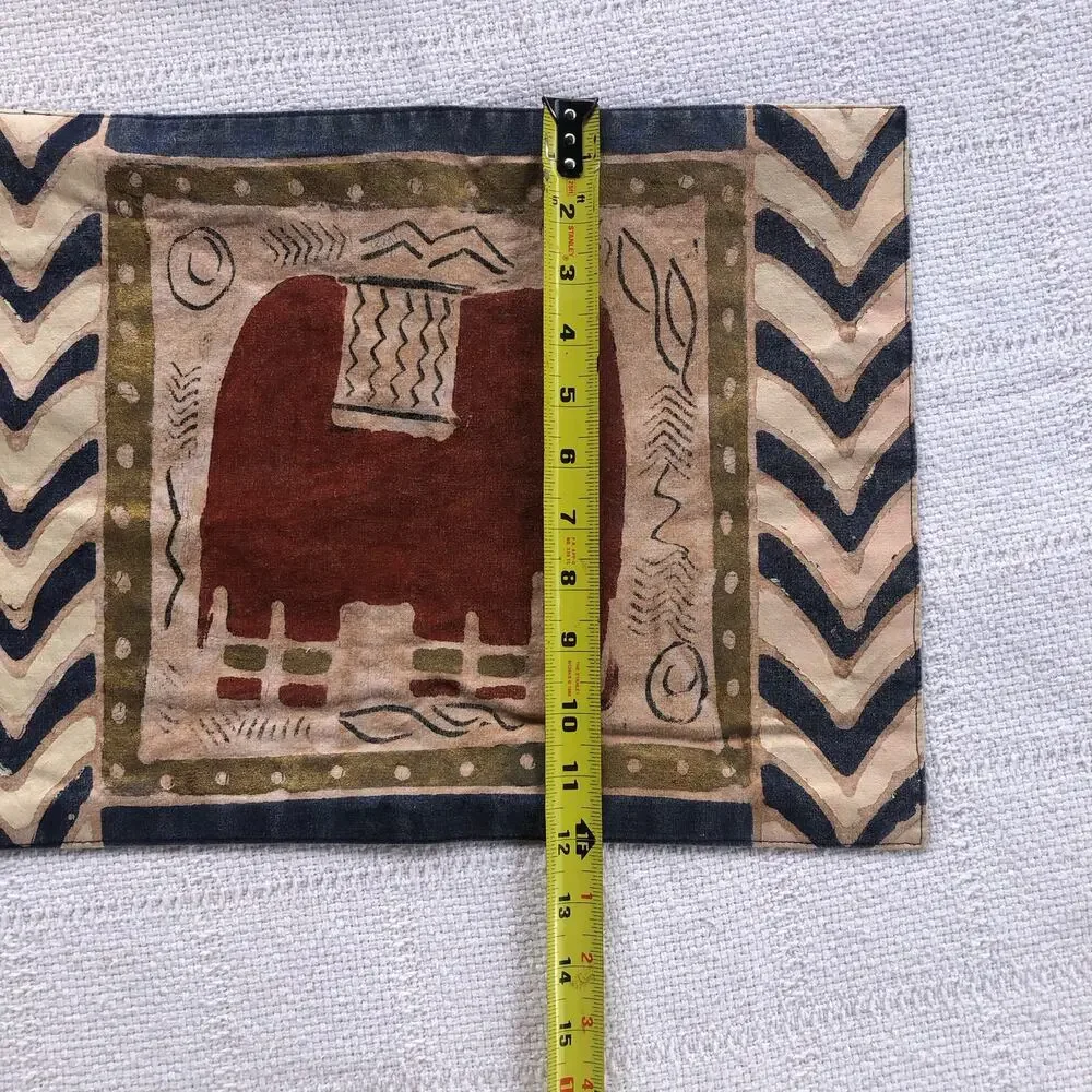 Vintage Hand-painted Elephant Placemats‎ Set of 4 16x12 Bohemian Boho Home Decor